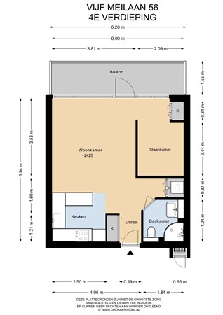 Floorplan - Vijf Meilaan 56, 2321 RM Leiden
